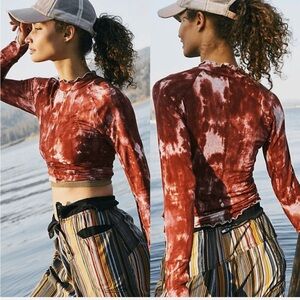 Fp movement high jump patterned long sleeve mesh top